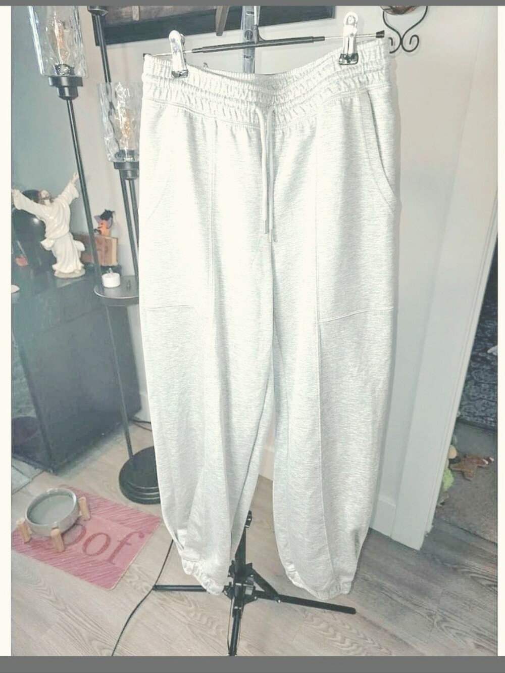 Cotton-blend fleece jogger sweatpants, heather gray